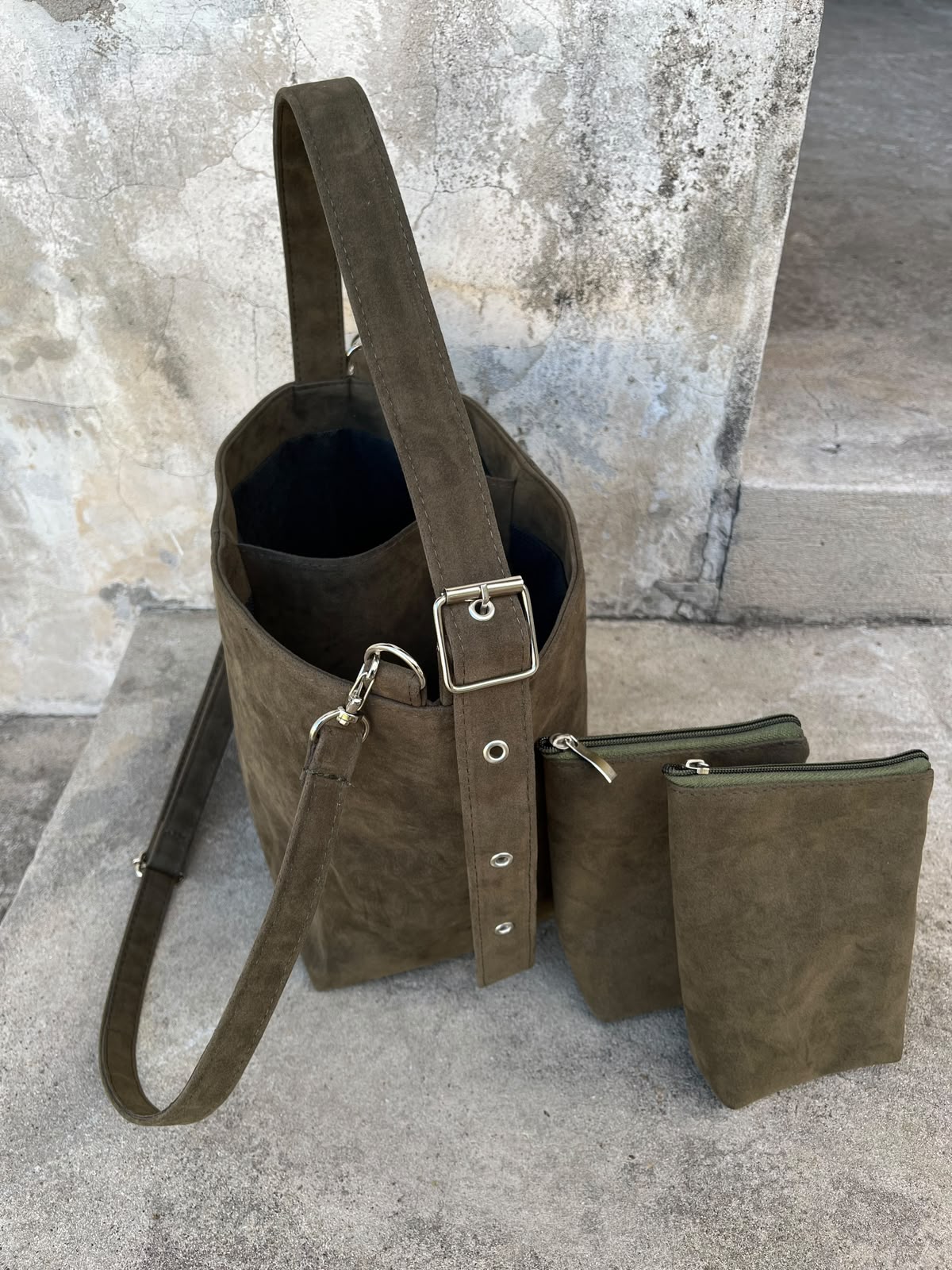Set Matero MKA Oliva · Gamuza verde oliva